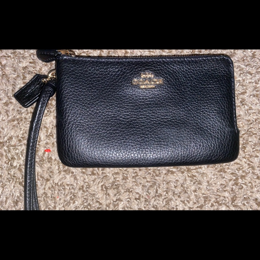 Black Double Coach Wristlet